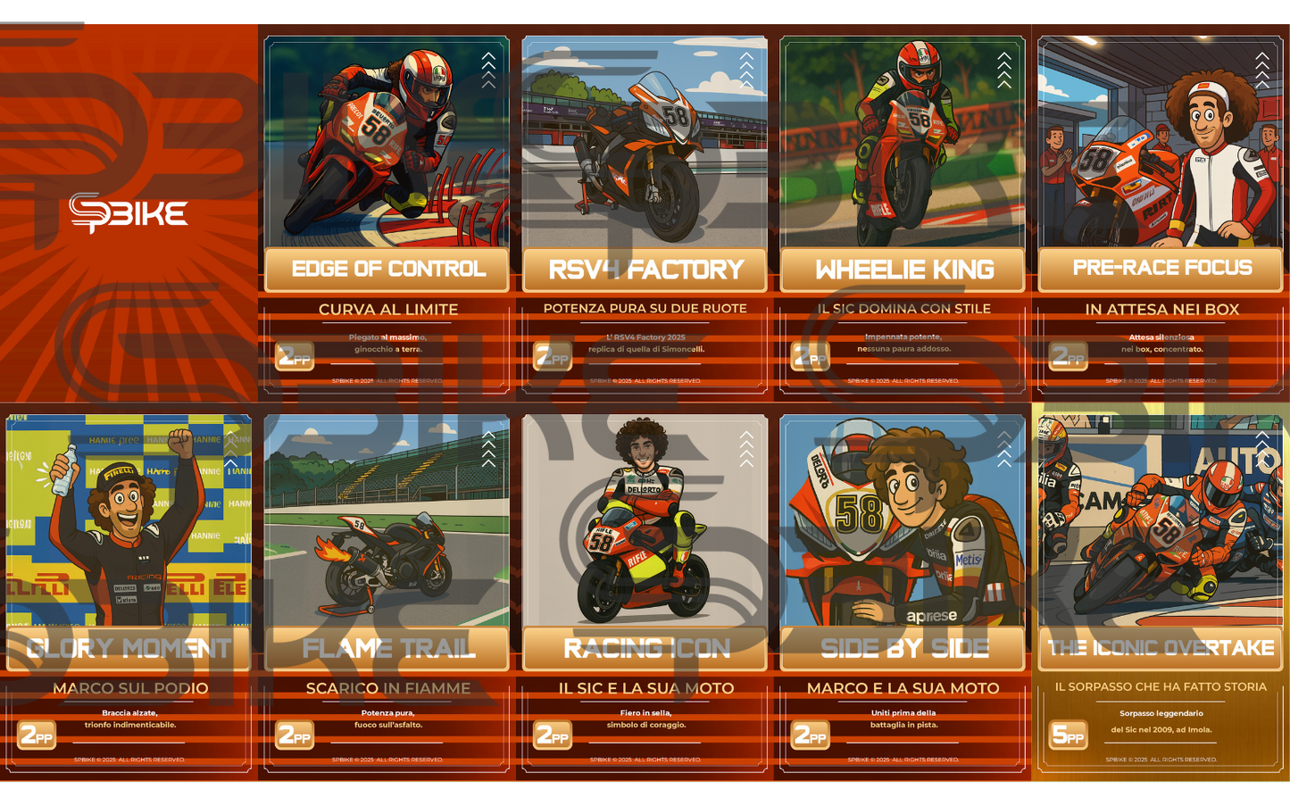 SP Card Digitali Edizione Sic 58 | Concorso RSV4 FACTORY 2025