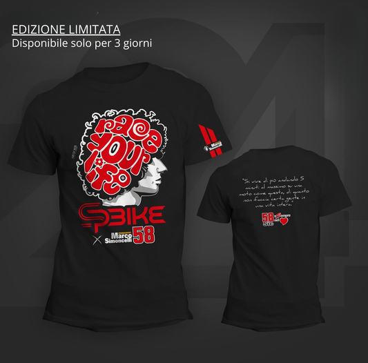 T-shirt SP Bike x Fondazione Marco Simoncelli concorso Aprilia RS 250